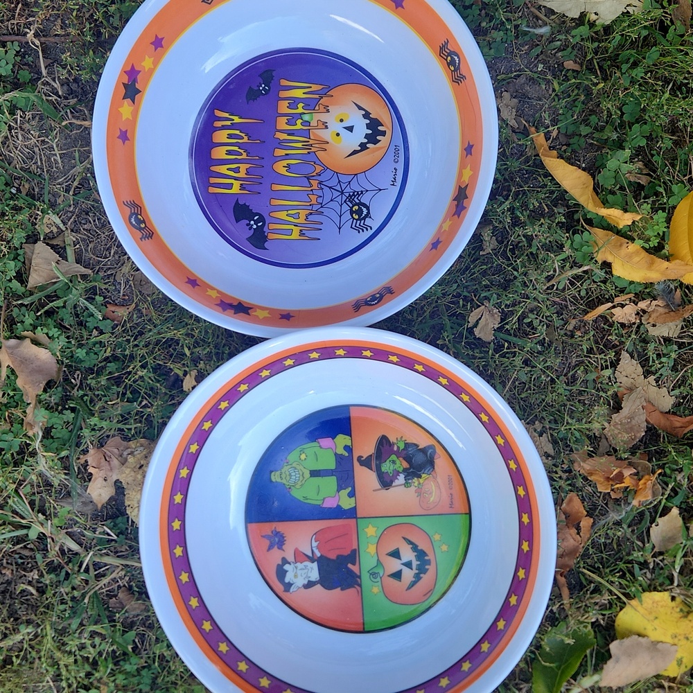 Vintage, 2001, Halloween Themed Cereal, Snack Bowls Set
